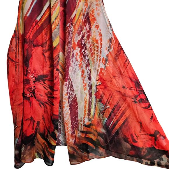Susan Graver Womens Boho Artsy Floral Long Kimono Cover-Up Cardigan Top Size 2X - Picture 4 of 10